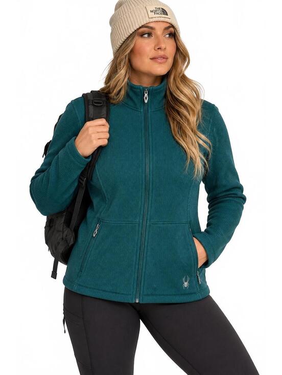 Jackets & Blazers - Spyder Core Sweater Jacket XXL Teal Ribbed Knit Full Zip Fleece